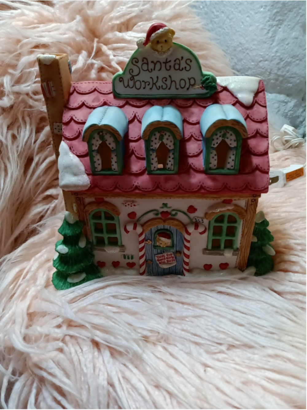 Santa's Workshop Lighted Santa's House Toys For Good Girls & Boys Christmas Tree